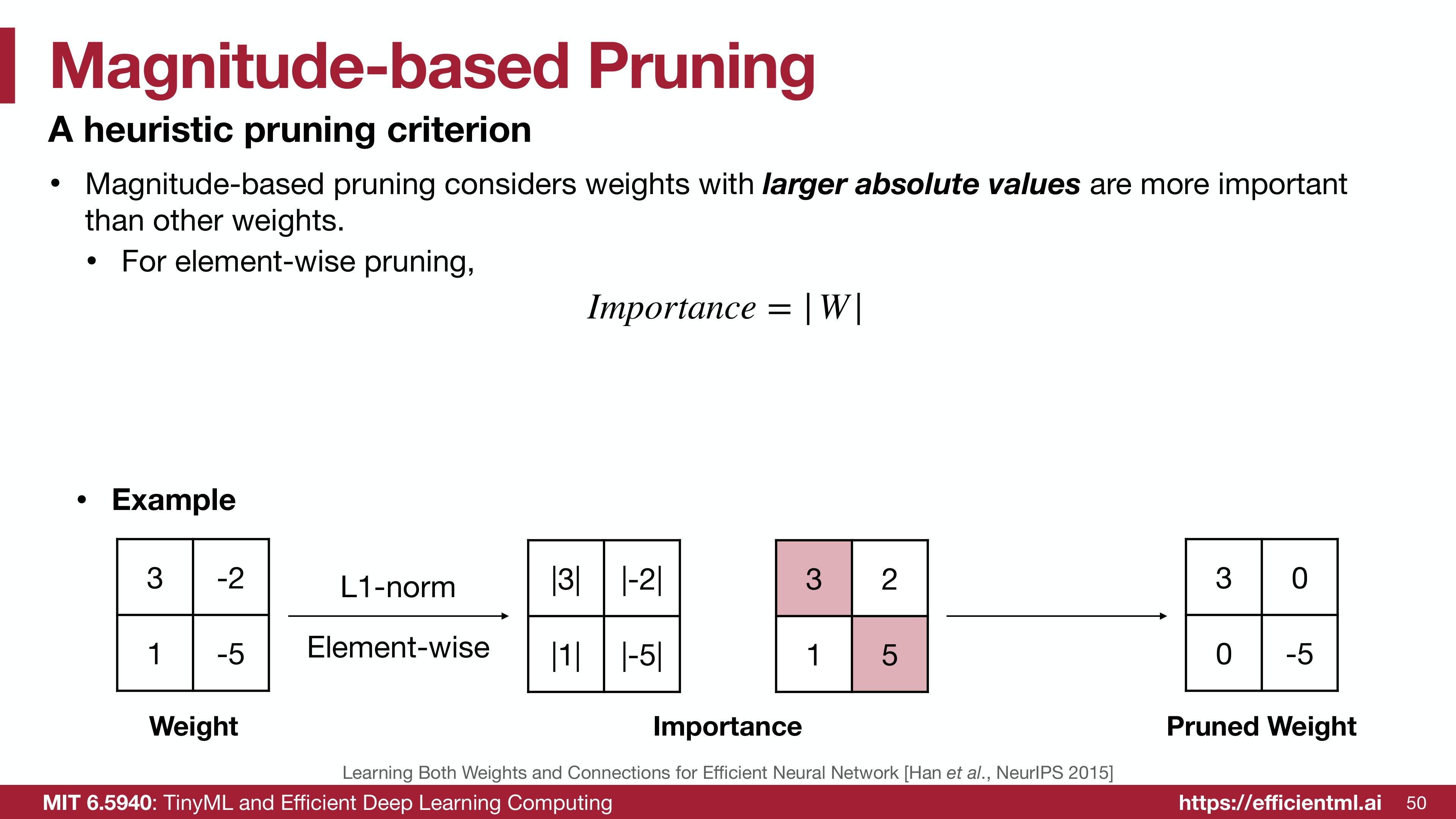 Magnitude-based pruning example